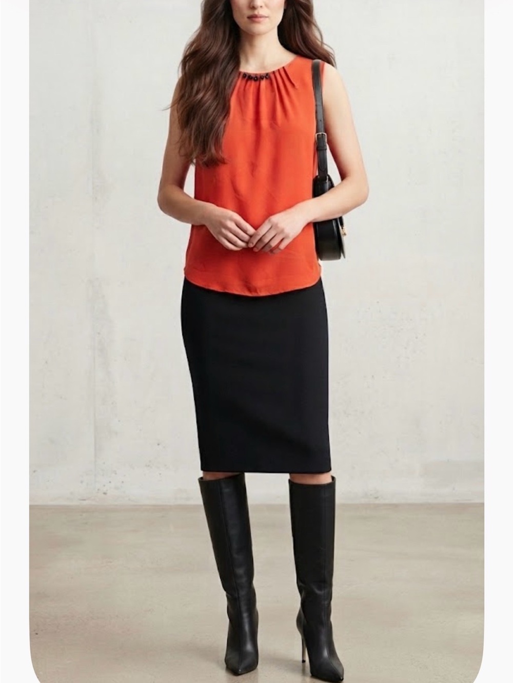 Vera Wang Red Sleeveless Beaded-Neck Blouse